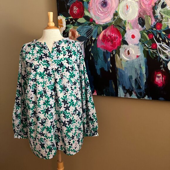 Talbots Plus Floral Button Front Blouse Size 2X 🌸 - Picture 1 of 7